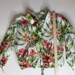 Marc New York Marc New York Womens Floral Button Up Cropped Tie Waist Blouse Large Tropical Photo 9