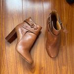 Sézane Sezane High Jonas Natural Heritage Bovine Leather Cognac Heeled Buckle Booties Photo 1