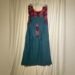 Mi Golondrina Hand Embroidered Chambray Dress | S Blue Photo 1