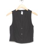Abound  Black Linen Blend Button Front Cropped Vest Women's XL Photo 2