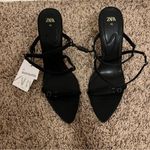 ZARA  Black Satin Buckle Strappy Women's Heels NWT Photo 2