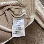 The Range  Beige Ribbed Button Front Long Sleeve Designer Top Mock Neck Sz S EUC Photo 5