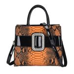 Yellow Snake Embossed Pattern Faux Leather Crossbody Bag Black Photo 0