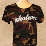 Camouflage crop top with fun sayings on front! Brown Size M Photo 0