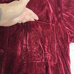 Vintage 90s Red Velvet Long Sleeve Goth Vamp Button Up Shirt Sz L Size L Photo 8