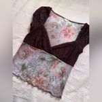Kimchi Blue  Brown and Pink Floral Top Photo 1