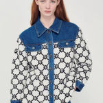 Sandro  Knit and Denim Coatigan Photo 0