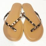 J.Crew  Women’s Size 10 Strappy Thong Sandals Animal Print Flat Sole NEW Photo 1