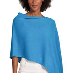 Claudia Nichole Cashmere Dress Topper Blue Knit Poncho Size undefined Photo 0