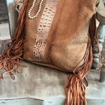 Boutique Large Hair On Hide Leather Tote Bag With Fringe Accents Photo 0