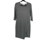 ReneeC Women's Gray Pinstripe Asymmetrical Hem Scoop Neck Bodycon Dress Size Size undefined Photo 1