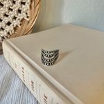 Vintage Knuckle Oxidized Ball Ring “Bronya” Four Shank Chevron Swoop Boho Goth Jewelry Silver Photo 7