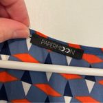 PaperMoon STITCH FIX Plus Size Holland Zipper Blouse Blue Orange Geometric Tank Photo 5