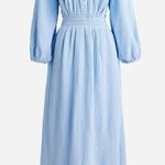 J.Crew New V-neck Midi Dress Soft Gauze Lake Blue BP861 Ballon Sleeve Small Photo 15