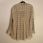 Free People  Break My Stride Pink Gold Plaid Oversized Button Down Shirt Large Photo 4