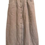 Vintage L.L. Bean Linen Maxi Skirt Button Front Tan Neutral Boho Size 12 USA Brown Photo 0