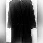 John Weitz vintage double breasted coat is a wool/cashmere blend, size 10P Black Photo 6