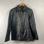 Outbrook 100% leather black full zip jacket women’s size large Photo 0