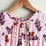 by TiMo Pink Floral Midi Dress Short‎ Puff Sleeves Bloom 50s Print, Size Small Photo 5