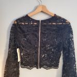 Tobi Kiley Cropped Bell Sleeve Zip Back Lace Top Black S Photo 3