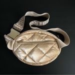 Goldbergh French Shimmering Gold Quilted Crossbody Belt Bag Ski Travel Fanny EUC Photo 2