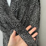 Ann Taylor  Shift Dress Faux Wrap Black White Abstract Dots Size 12 Women Stretch Photo 4