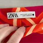 ZARA  Hot Pink Fuschia Orange Geometric Printed High Waisted Pleated Skort Size M Photo 3