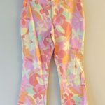 Bright floral capri pants Yellow Size 4 Photo 0