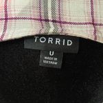 Torrid Womens Blouse 0 L 12 Berry Purple & Ivory Plaid Tie Front Midi Dolman NEW Photo 5