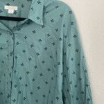 Garnet Hill  Cotton Blue Patterned Casual Button Down | Size 16 Photo 1