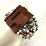 The Beaded Soul multi strand blue white and gold beaded bracelet Photo 5