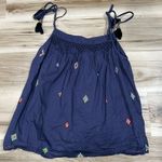 Topshop Lightweight Blue Embroidered Tassel Tank Top Women’s 10 Photo 0