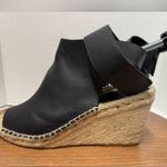 Vince Seymour Covered Black Leather Open Toe Espadrille Jute Wedge Sandal 9M Photo 2