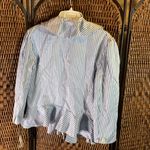 NWT Lauren Ralph Lauren Cotton and Silk Ruffle Collar Striped Blazer Size 12 Blue Photo 5