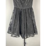 Guess Strapless Fit n Flair Jacquard Mesh Foliage Print Black Mini Dress Size 2 Photo 6