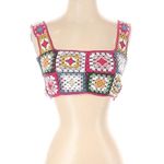 Farm Rio  crochet granny square knit crop top Photo 2
