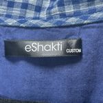 Eshakti Blue Gingham Check Midi Dress Women's XL 2X Cotton Lined Pockets Photo 2