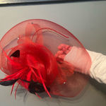 Source Unknown Red headband fascinator headband with feathers Kentucky Derby Photo 5