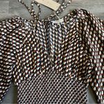 ACOA Puff Sleeve Mini Dress NEW Stretch Earth Tones Party Multiple Photo 4