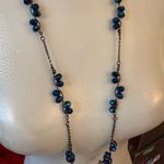 Necklace Blue single strand Lariat Faceted Iridescent glass Crystal beads Photo 2