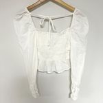 Free People Chloe Smocked Tie Neck Cotton Top Photo 6