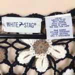 White Stag VTG  Women’s Crochet Floral Button-Up Open Knit Short Sleeve Sweater Photo 7