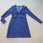Wild Fable  Dress L Women Blue Sparkle Knit Cutout Twist Long Sleeve Sheer NWT Photo 0