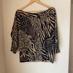 White + Warren 100% Cashmere Animal Print Sweater – Size Large Photo 1