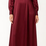 Veiled Long Sleeve Maxi Dress in Burgundy Red Size L Photo 0