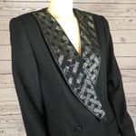 Vintage John Meyer of Norwich black wool blazer with beaded shawl collar large Size 16 Photo 3