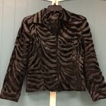Vtg GIANCARLO FERRARI Black Faux‎ Fur Animal Print Crop Full Zip Jacket Size 4 Photo 1