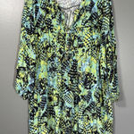 Arna York Blue & Yellow Graffiti Style Boho Peasant Top Photo 0