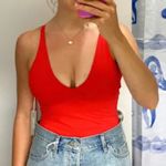 Everlane  V Neck Bold Red One-Piece Swimsuit | Large Photo 5