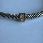 Women’s vintage dainty silver tone cable crystal bangle‎ bracelet one size Photo 1